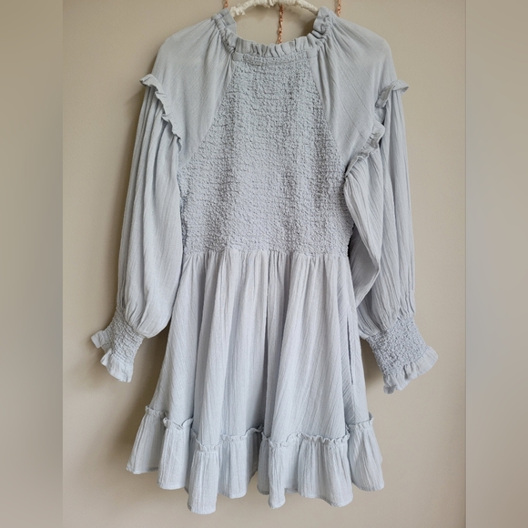 Free People kiss and tell lt.blue mini dress or tunic size S nwot - Picture 5 of 10